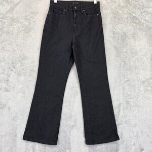Uniqlo Jeans Womens 25 Black Ankle Flare High Rise Stretch Denim Pants Classic